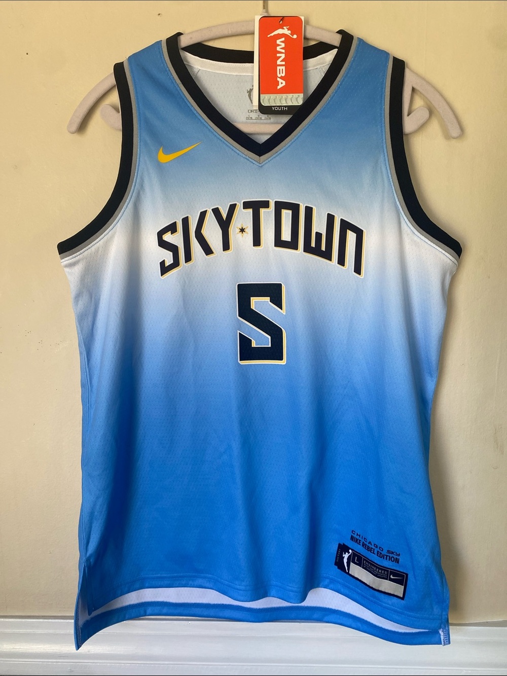 NWT Nike Dri-Fit WNBA Chicago Sky Sky Town Angel Reese Basketball Jersey Youth L